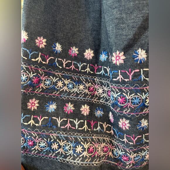 Anna Sui Corset Denim Embroidered Mini Sundress‎ Strapless- Sz 0 - Picture 7 of 12